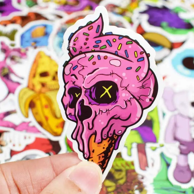 50pcs Terror Stickers Pack Horror Skeleton Pegatinas Waterproof Graffiti Funny Sticker Bomb For Luggage Skateboard Motorcycle