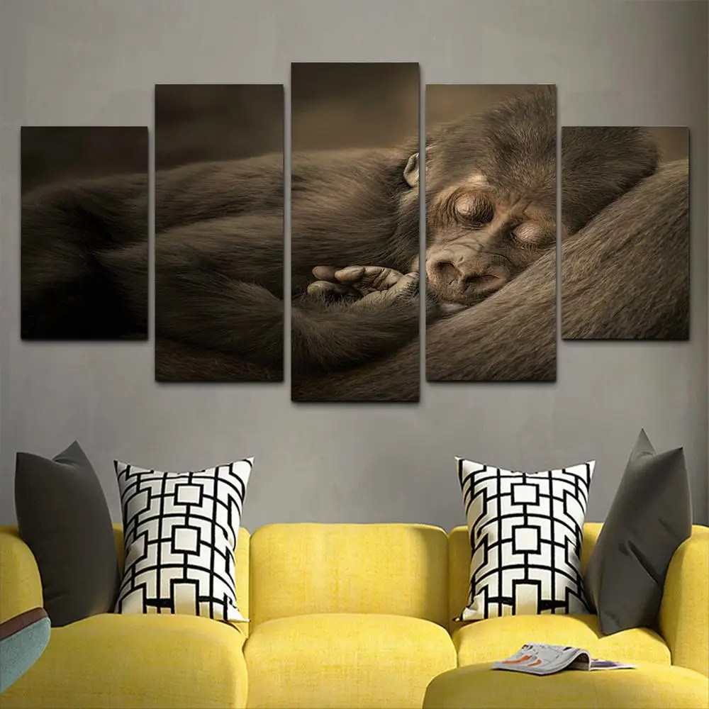 HD печатные картины холст 5 шт. wall art Framework гориллы домашнего декора Плакат Картина
