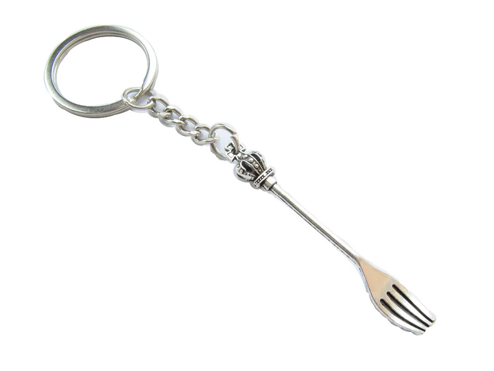 Wholesale Ancient silver Fork keychain, Fork Charm, Dishes Jewelry