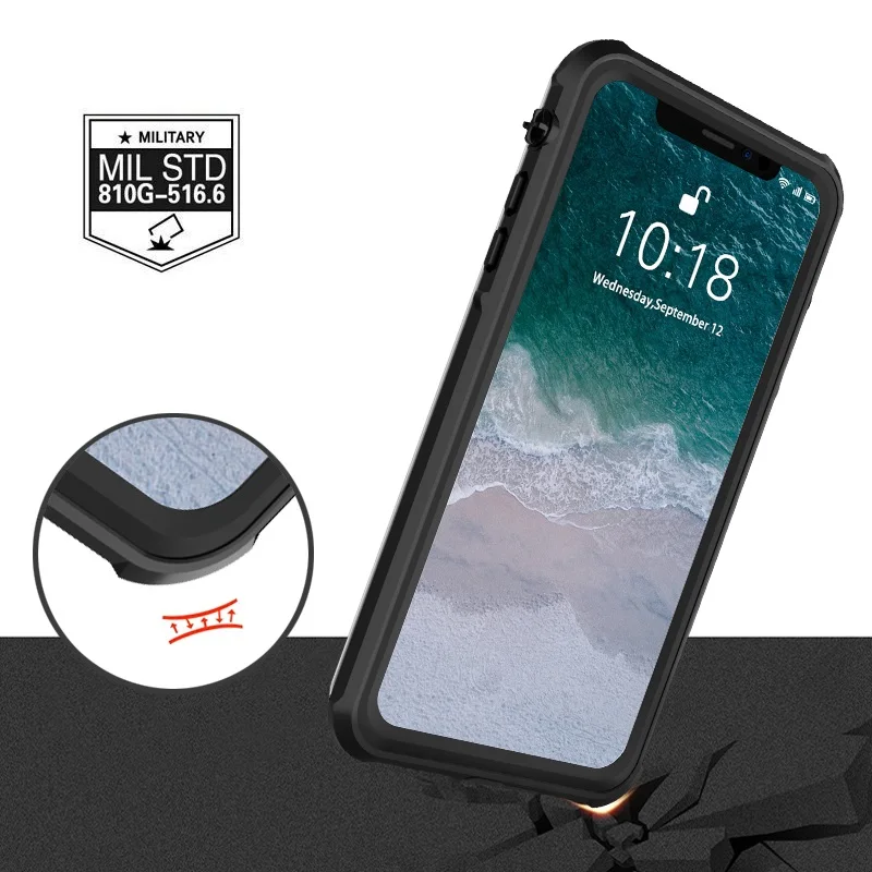 Чехол для Телефона Водонепроницаемый iPhone Xs Max Прозрачный ударопрочный чехол с