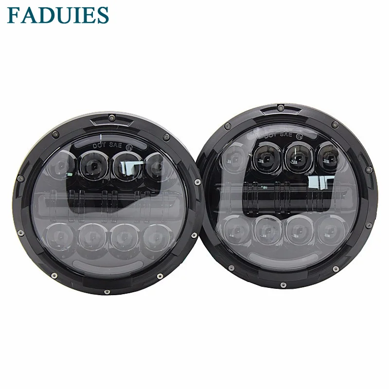 FADUIES Black 7 inch 80W Round LED Headlight High/Low Beam with DRL For JEEP Wrangler Jk TJ FJ 2007-2016 FADUIES Black 7 inch 80W Round LED Headlight High/Low Beam with DRL For JEEP Wrangler Jk TJ FJ 2007-2016