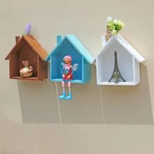 2017 Wood Storage Box Wooden Shelf Display Holder Wall Hanging Decoration Sundries Boxes House Pattern Storage Holders & Racks