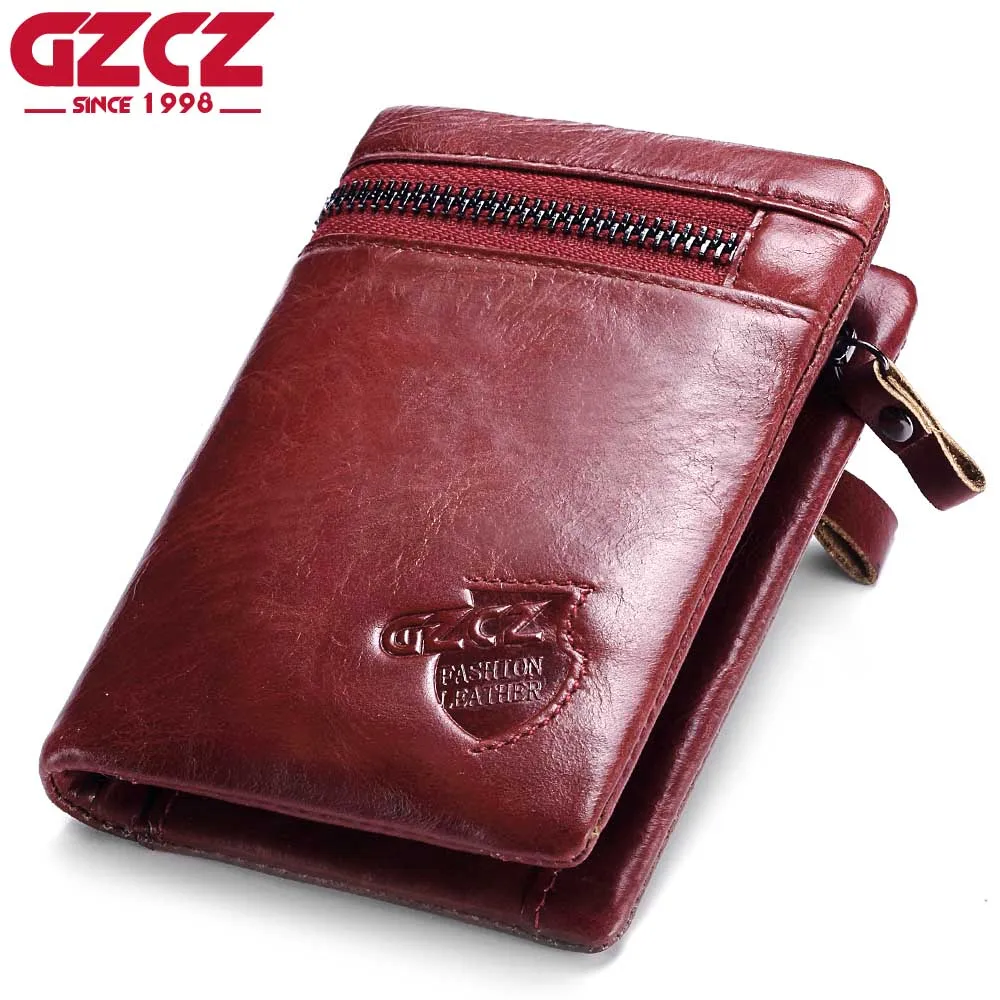 

GZCZ Women Wallets Female and Coin Purse Genuine Leather Vallets Zipper Pouch Fashion Slim Walet Pocket Portomonee Rfid Vallet