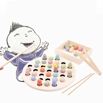 

Wooden Montessori Toys Kids Early Learning Educational Toys Clip Beads Magnetic Fishing Game Teaching Aids Toy For Children Gift