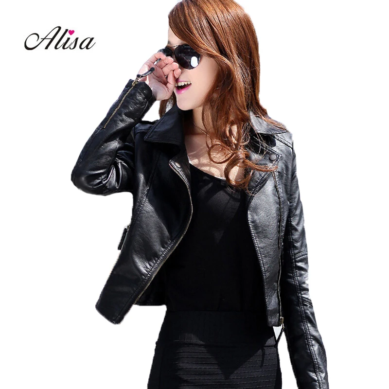 

Women Balck Leather Jackets Cheap 2018 New Spring Autumn Long Sleeve Silm Casual Female Punk Leather Jacket Zipper Fashion Coat