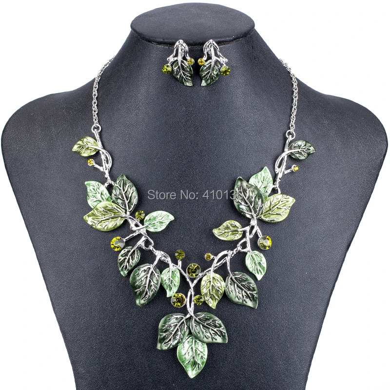 MS18042 Fashion Brand Jewelry Sets Silver Plated Leaf Design High Quality Woman's Necklace
