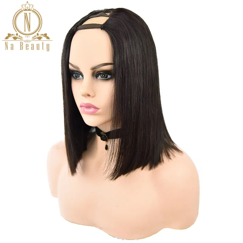 spesifikasi Halus Lurus Rambut Manusia U Bagian Wig Bob Pendek Wig Peru Remy Rambut 2 \