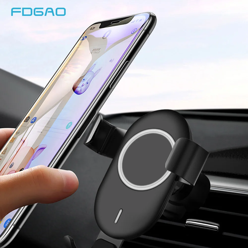 FDGAO QI Wireless Car Charger Air Vent Gravity Holder 10W 7.5W Quick USB Charger for iPhone X XS MAX 8 Plus Samsung S9 S8 Note 9