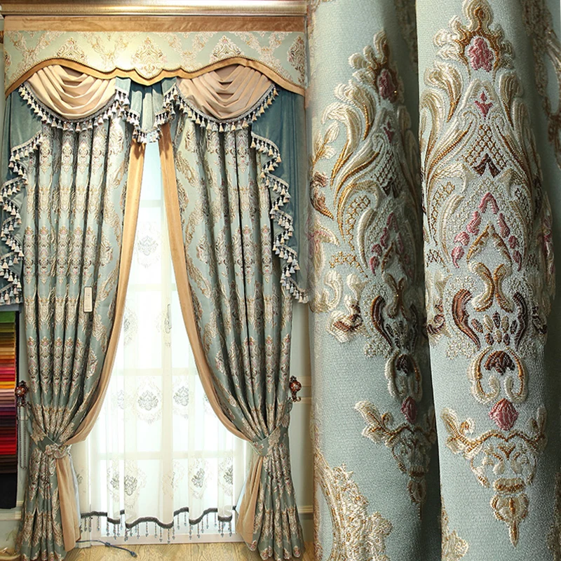Custom curtains European high precision embossed Jacquard embroidery