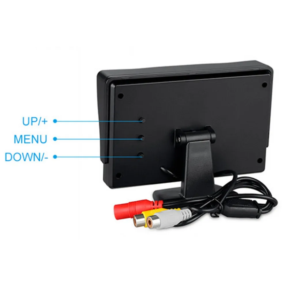 Podofo 4,3 ''цветной TFT lcd Автомобильный монитор заднего вида, автомобильный резервный парковочный резервный Обратный монитор, 2 видео inpu для камеры заднего вида