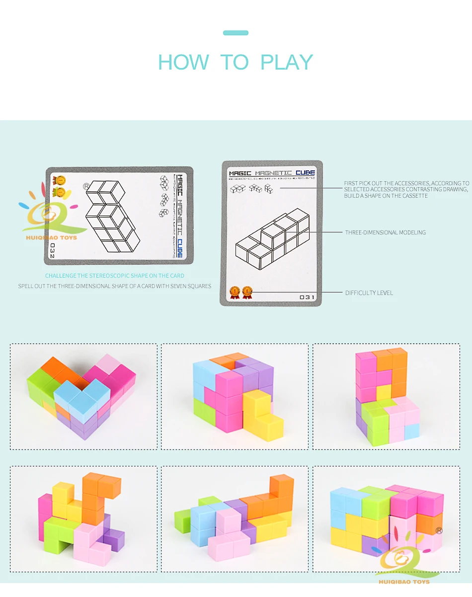 HUIQIBAO игрушки Магнитный магический куб Строительные Блоки Антистресс Cubo Обучающие 3D головоломки игрушки для детей цвет случайный