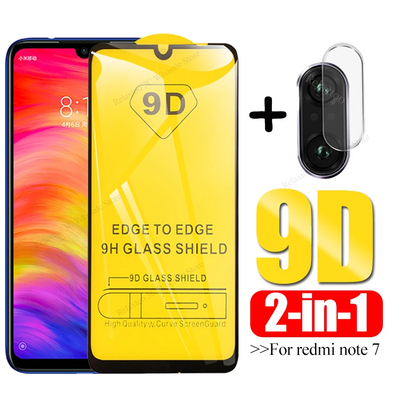 9D Full Glue For xiaomi redmi note 7 safety Glass Camera lens screen protector on xaomi note7 tempered glas | Мобильные телефоны и