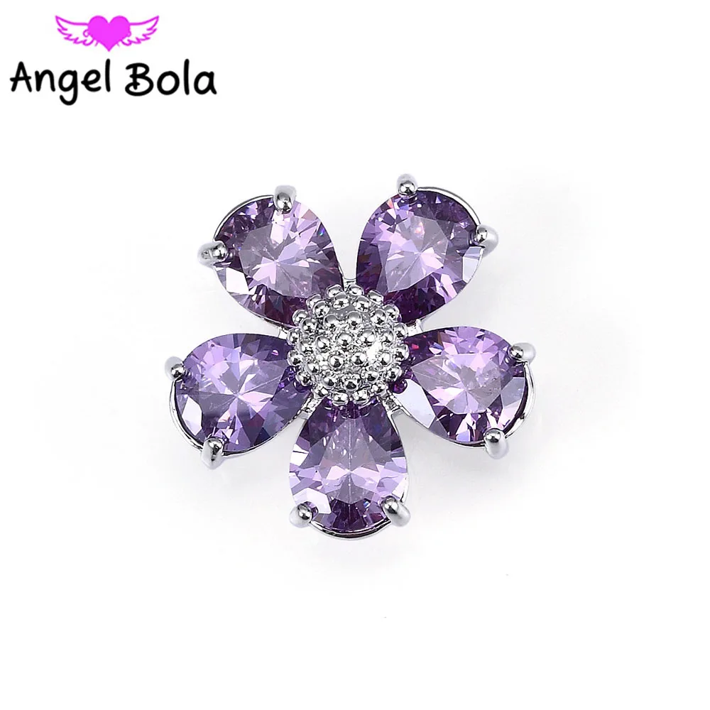 

Pryme CZ Rhinestone Plum Flower 10Pcs Wholesale 18mm Snap Button Bracelet Accessories Jewelery Snap Button Charm DIYJewelryKG031