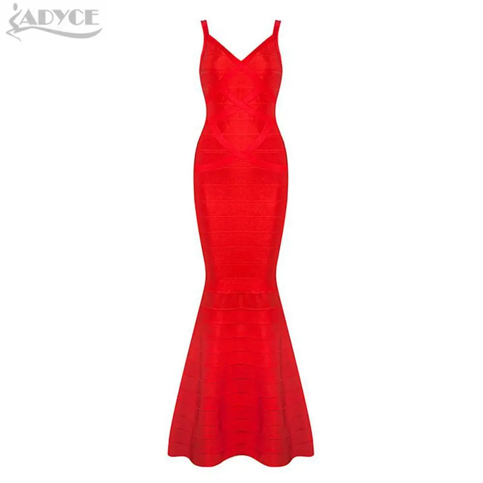 

2019 sexy women party Dress red black v-neck sleeveless luxury floor length Mermaid celebrity cocktail bandage dress Wholesale