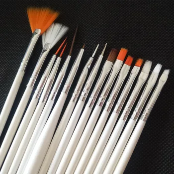 

15pcs Professional Nail Art Brush Set UV Gel Acrylic Design Gel Polish Flat Painting Drawing Pen Manicure Nail Decorations Tools