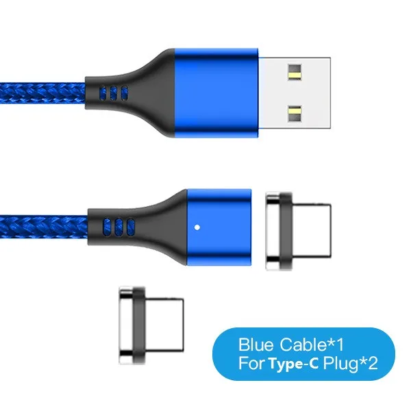 ACCEZZ 3A Быстрый Магнитный зарядный кабель для iPhone X XR XS 6 7 8 Plus samsung Xiaomi Micro usb type-C Магнитный зарядный кабель для передачи данных - Цвет: Blue Type-c 2plug