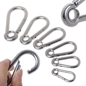

2020 Fashion Stainless Steel Carabiner Spring Buckle Snap Chain Link Safety Lock Hook Ring