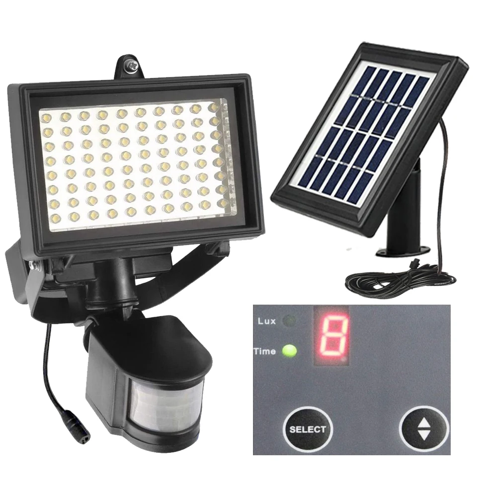

SLSP080 5M Extension Cable 80Leds Waterproof Digit Adjustable Li Battery Outdoor Solar Powered Motion Sensor Security Light