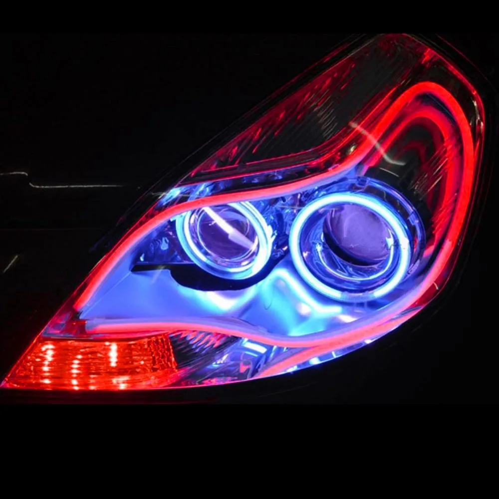 45 см DRL гибкий светодиодный трубка Газа Габаритные огни указатель поворота Ангельские глазки стайлинга автомобилей красный/белый/желтый/синий