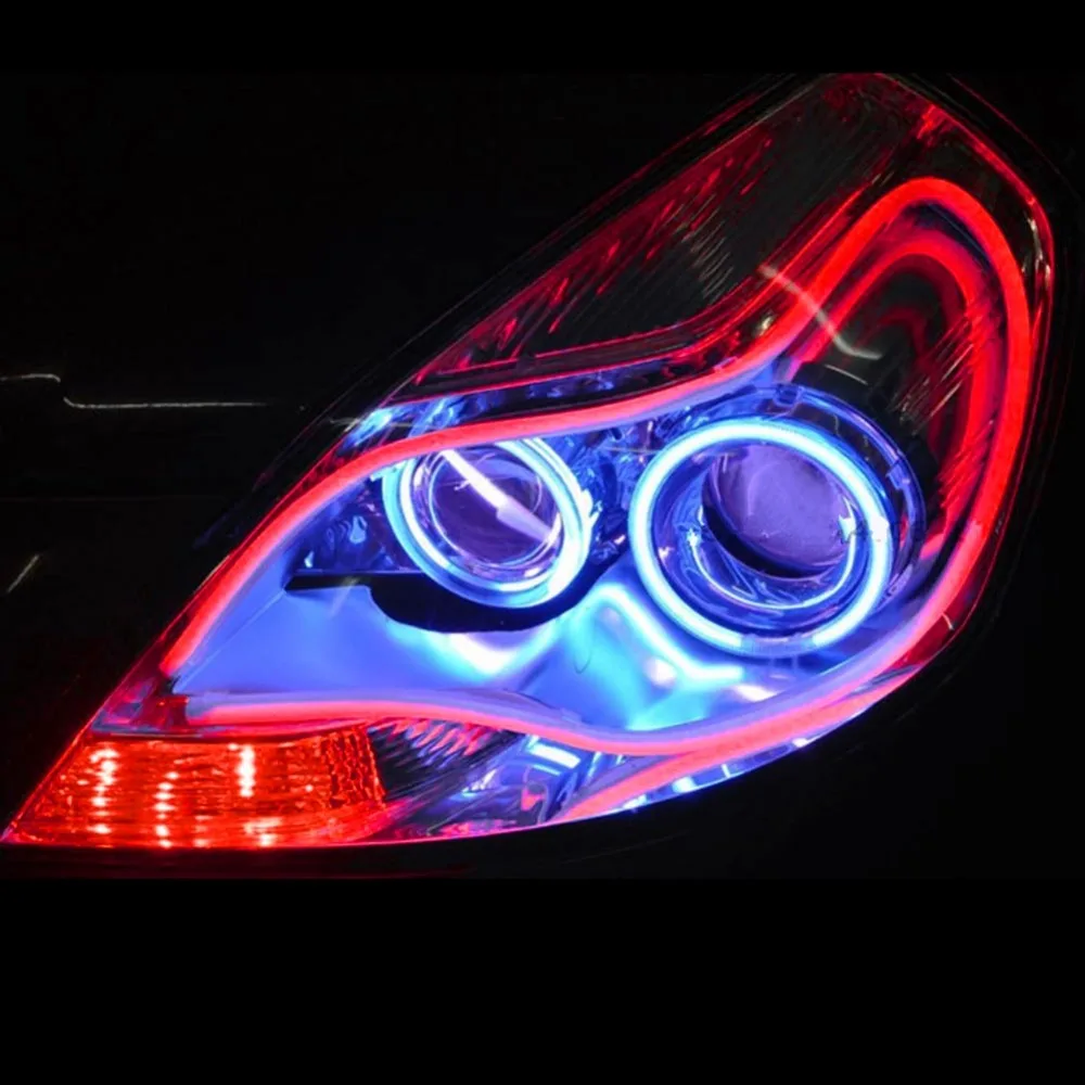 

45cm DRL Flexible LED Tube Strip Daytime Running Lights Turn Signal Angel Eyes Car Styling Red/White/Yellow/Blue