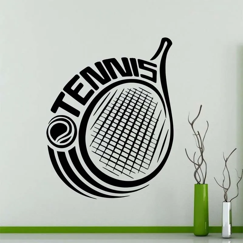 Sports Tennis Logo Wall Stickers for Gym Art Decor Big Letter Tennis Vinyl Decals Living Room