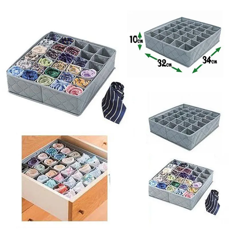 

30 Cells Flodable Storage Boxes Underwear Organizer Socks Storage Box Home Bra Lingerie Ties Drawer Divider Lidded Closet Boxes