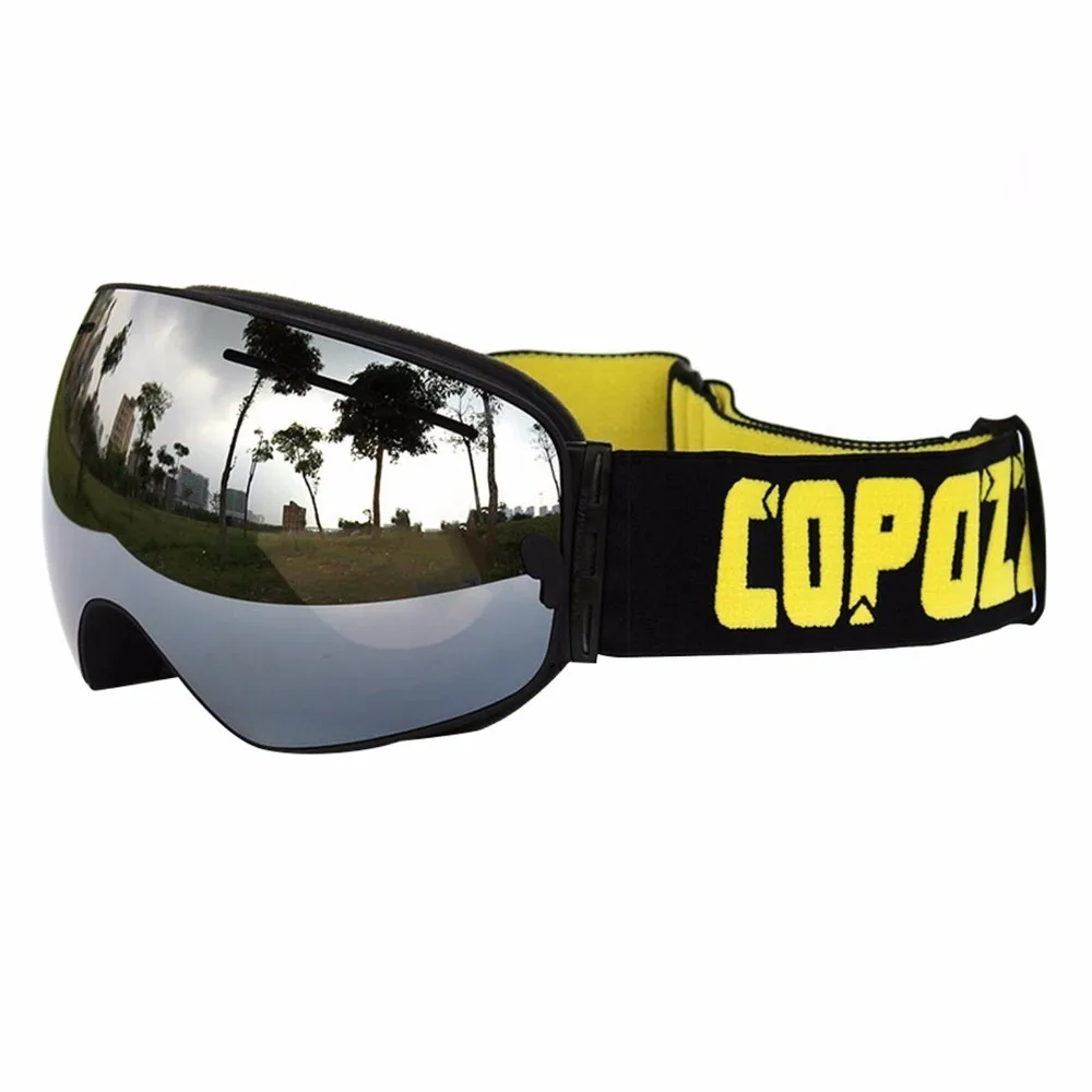 COPOZZ Ski Goggles UV400 Double Lens Anti-fog Sun Glasses Skiing Snowboard Large Goggles Winter Spherical Mask+Lens