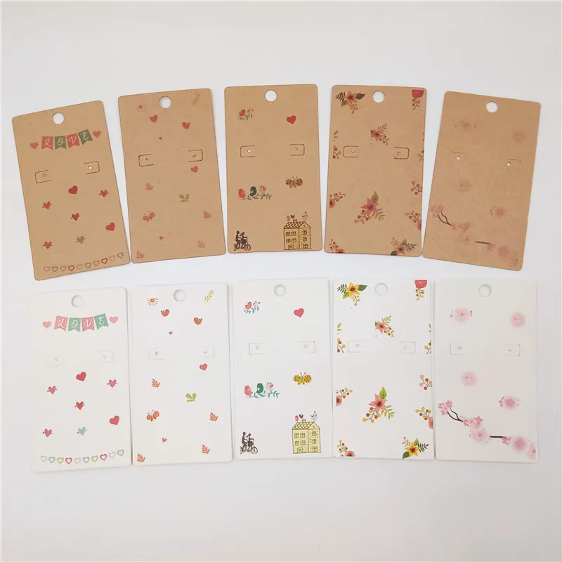 

New Listing Craft Paper Flower Printed Paper Card Earring Display Eardrop Fixed Show Dangler Cards Jewelry Accessory 50Pcs/Lot