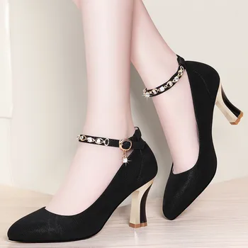 

Women Pumps Luxury Handmade Genuine Leather Women Shoes Thin Heels Pointed Toe Quality Office Lady Party Heels Shoes BFT-A0160