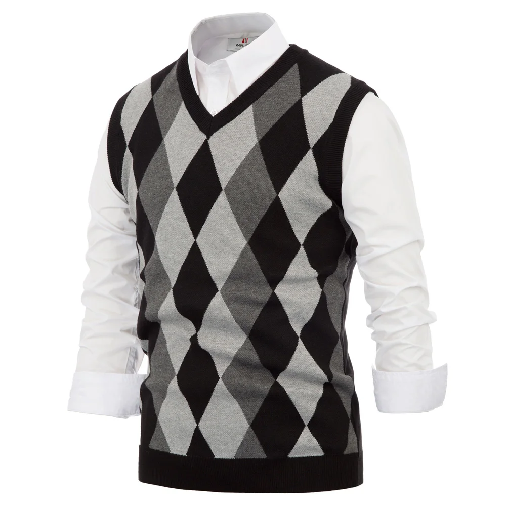 Мужской вязаный свитер кардиган вязаный жилет без рукавов жилет v-образным вырезом пуловер