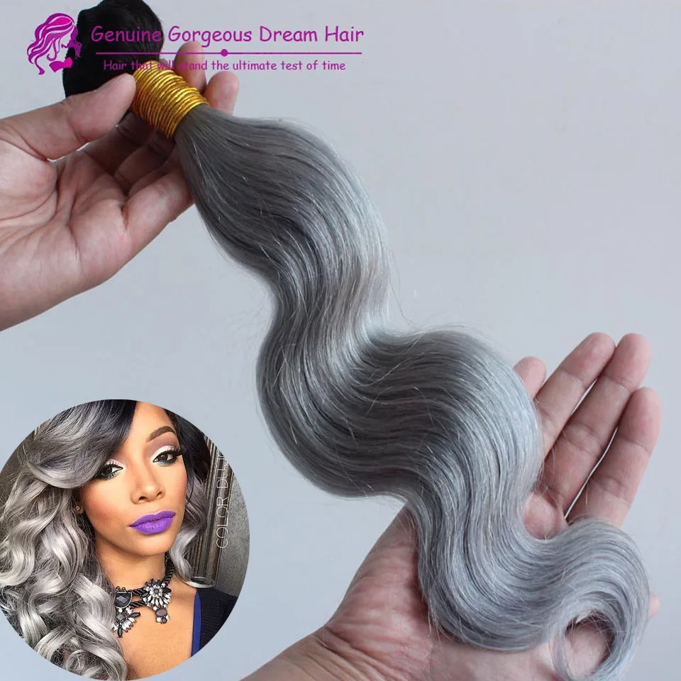 Wholesale Price On Sale 14 16 Hair weave weft Silver Grey Human Hair