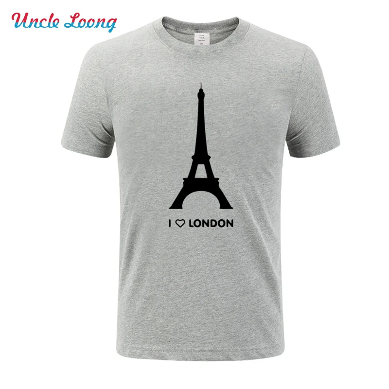 I Love London футболка забавная Эйфелева башня романтическая модная футболка Повседневная хлопковая Футболка мужские шорты Уличная мода - Цвет: 7