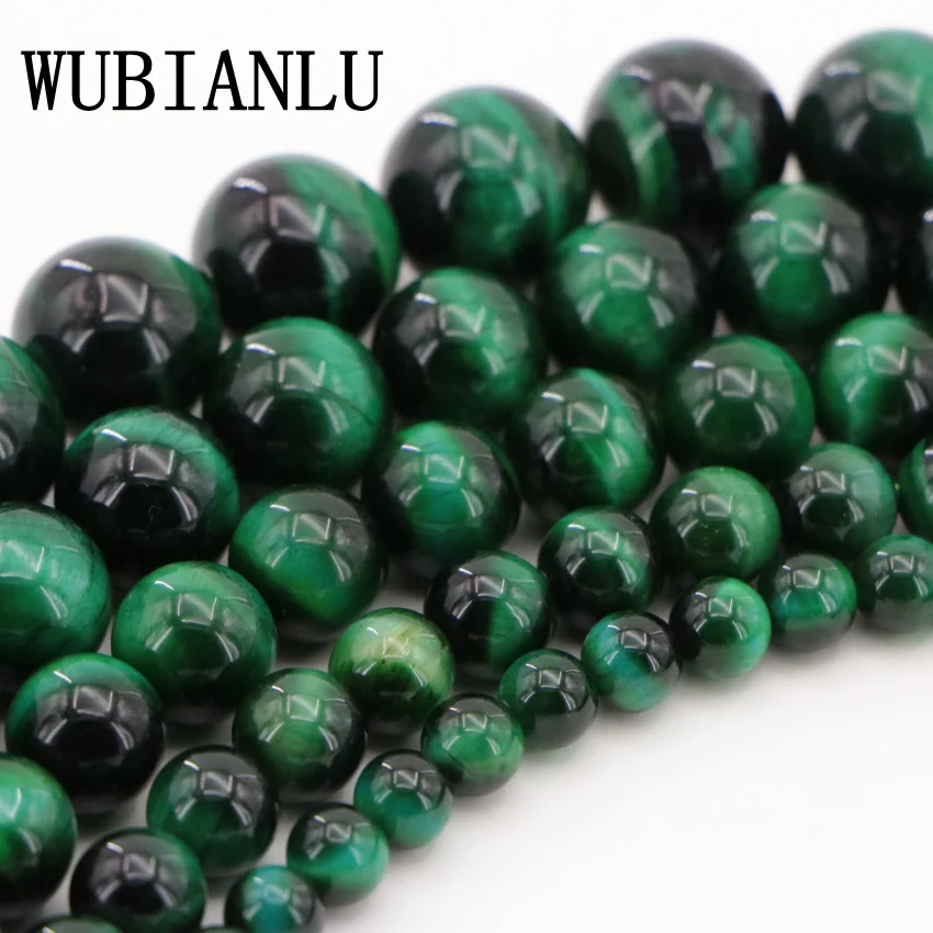 3 Natural gemstone Jasper green Tiger Eye Beads (3)