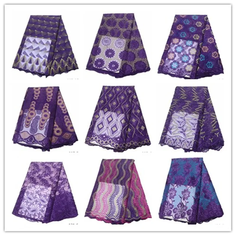

New Designs Purple African French Lace Fabric High Quality Nigeria african French Net Lace 2019 With Stone Purple For Women
