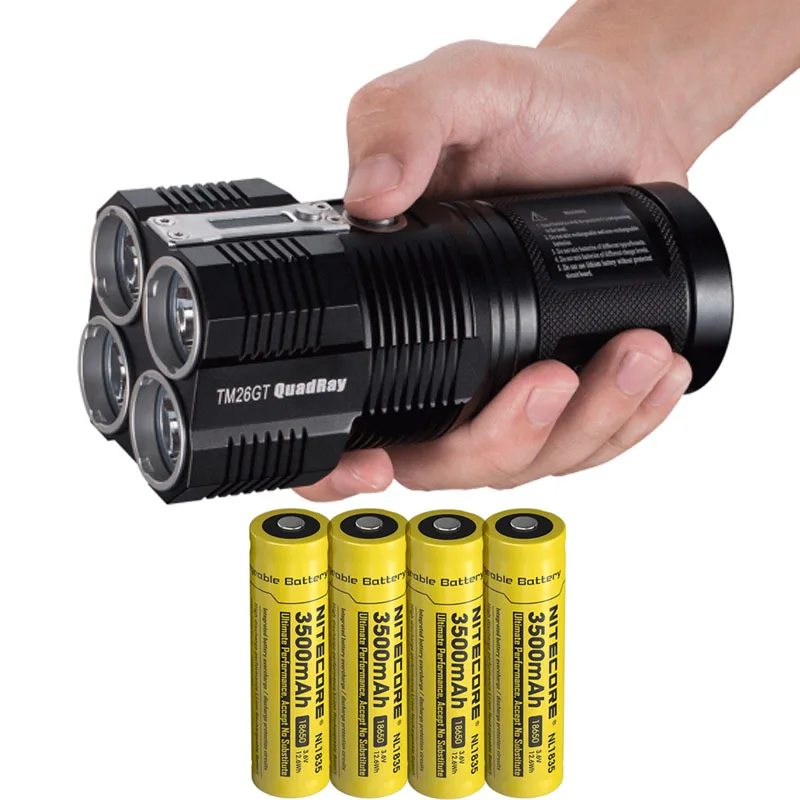 Перезаряжаемый фонарик NITECORE TM26GT 4* CREE XP-L HI V3 светодиодный Макс. Дальность луча 704 лм+ 18650 3500 мАч литий-ионные аккумуляторы