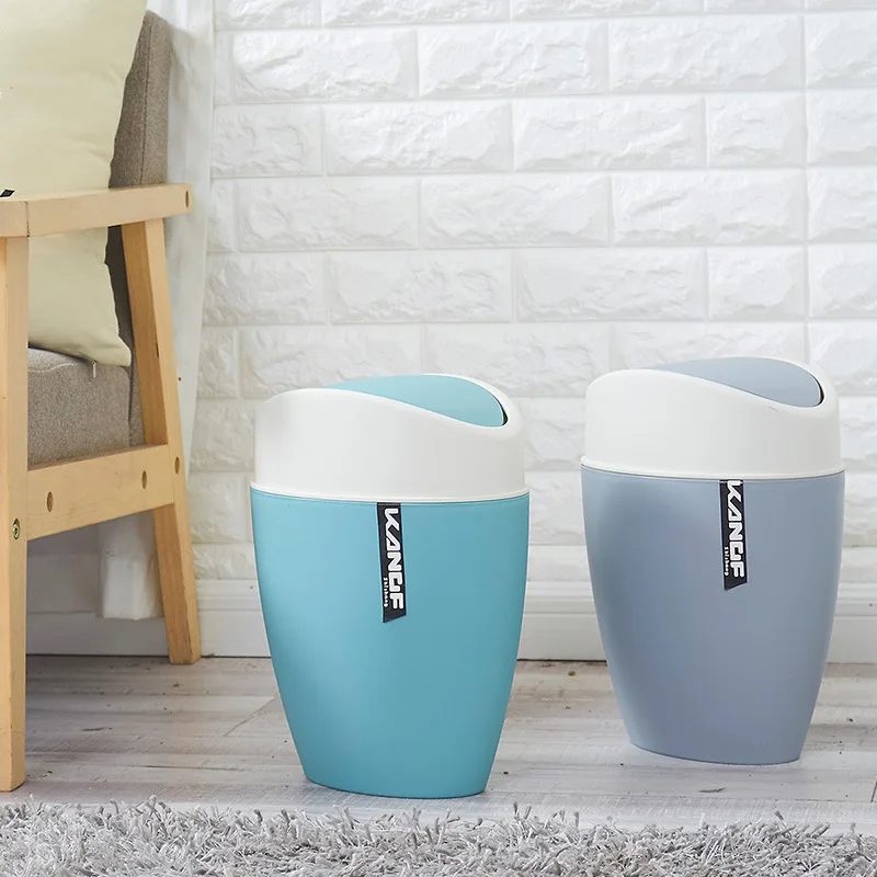 

Creative Shake Cover Dustbin Quality Rolling Cover Type Kitchen Household Durable Plastic Garbage Cans Paper Groceries Organizer