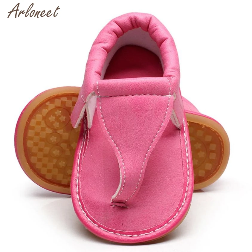 Hot Pink Г.; летняя обувь для девочек; однотонная детская обувь из искусственной кожи с эластичной лентой; повседневные сандалии с кисточками; JAN26 - Цвет: Hot Pink