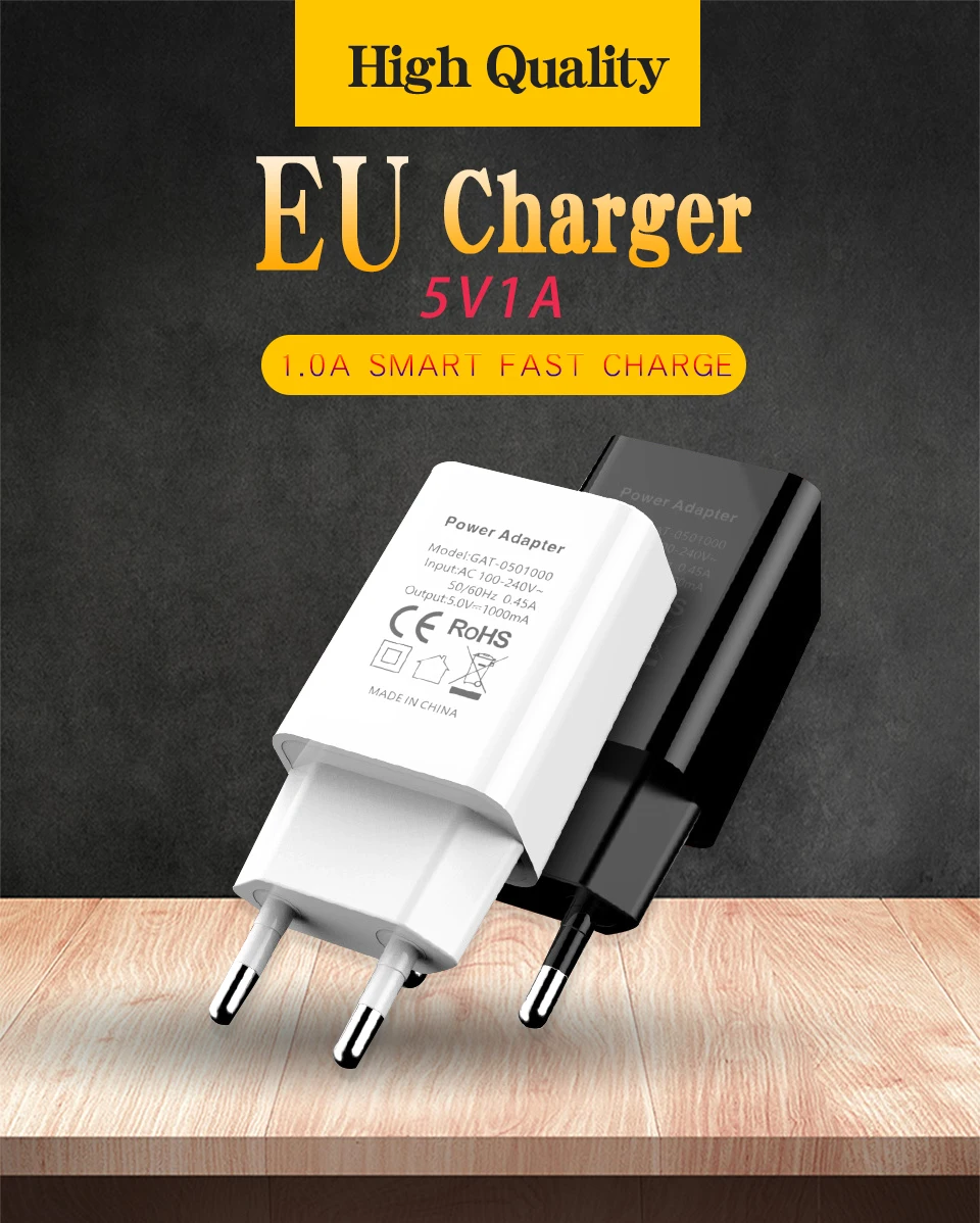 5V1A USB EU Charger Travel In Europe France Germany Korea Sweden Wall charger EU Adapter Plug Electronic Device Charging (1)