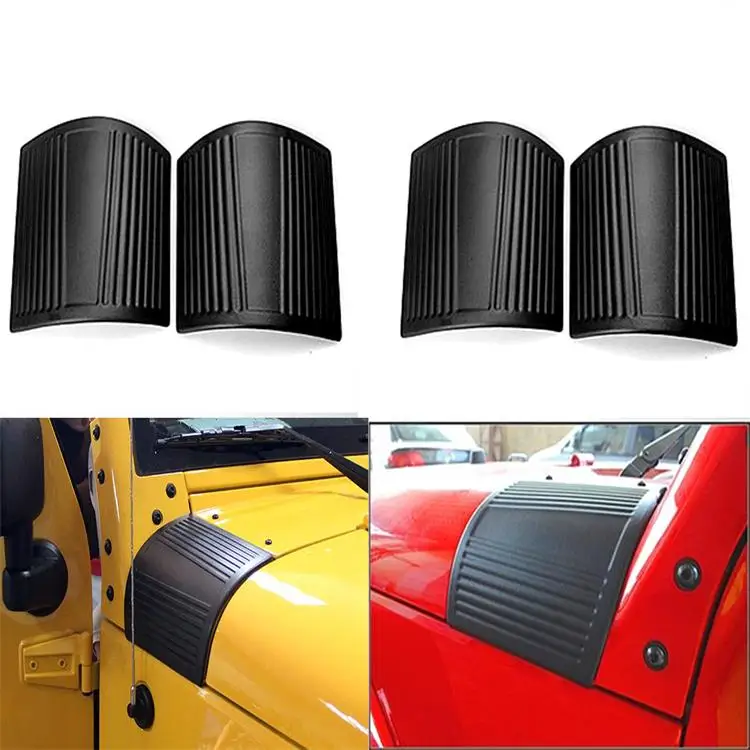 2PCS Car Sticker Body Cover Black For Jeep Wrangler JK 2007-2015 ABS Cowl Cover