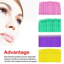 100 шт/бутылка Одноразовые микро кисти ресницы человека Расширение Удаление ресниц тампон микро щетка для наращивания ресниц Инструменты