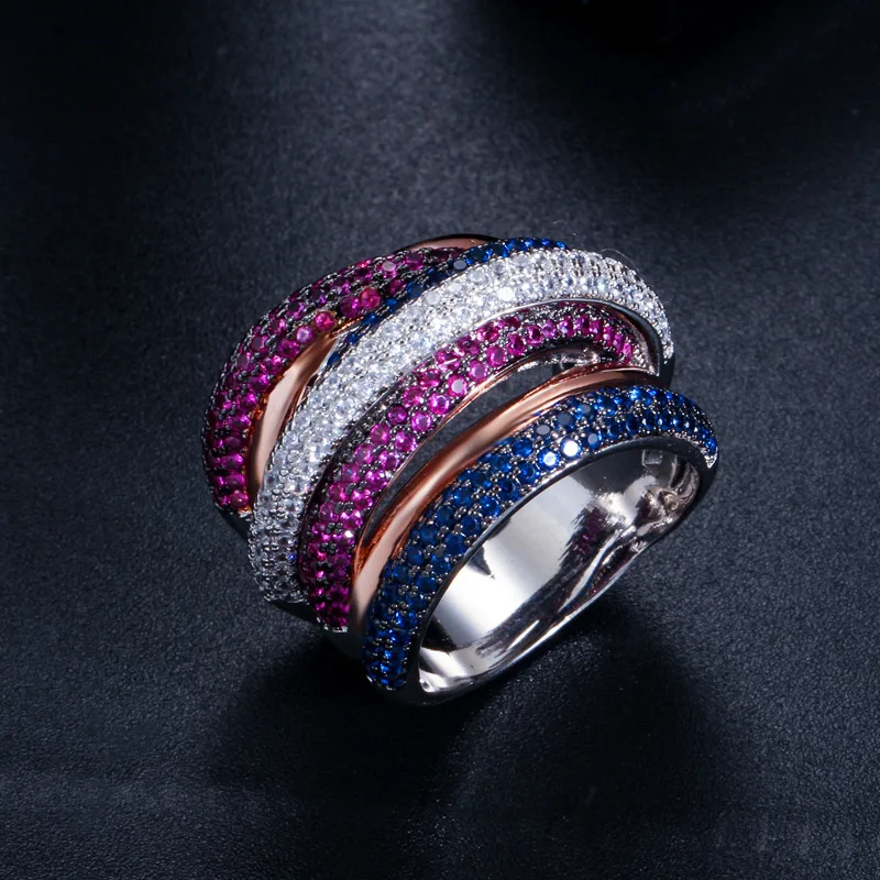 

Bilincolor Special Design Multicolor Rainbow Ring for Women