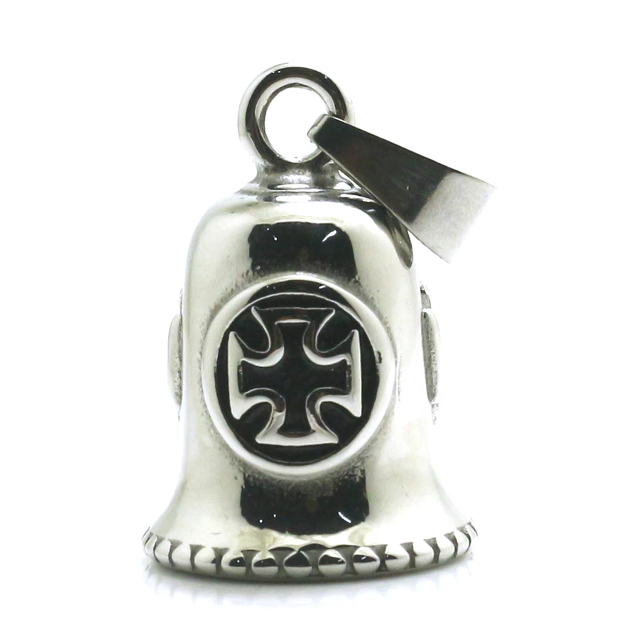 

Men Boy 316L Stainless Steel Cool Polishing Cross Biker Bell Pendant