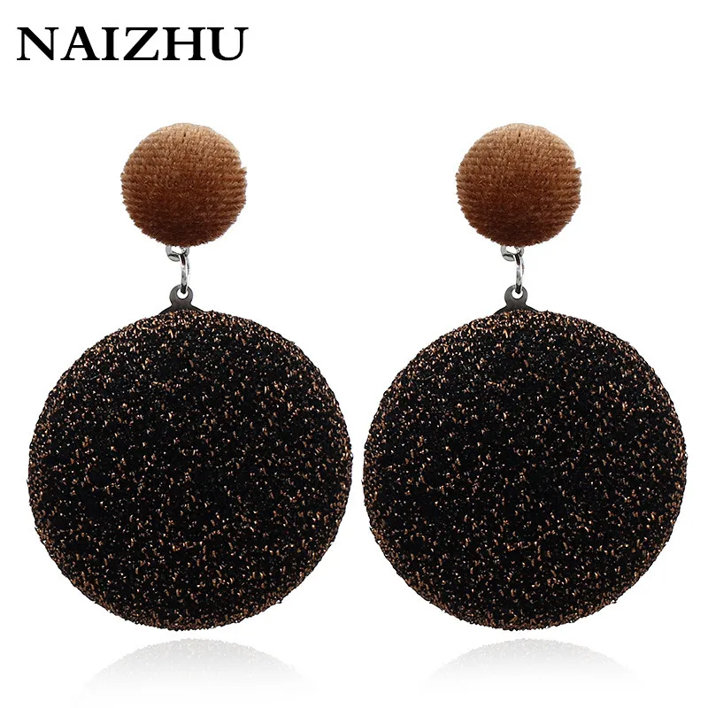 

2017 New Fashion Velvet Earrings statement shine Half Ball Drop Pendant Earrings for Women Gifts Fashion Jewelry Earrings
