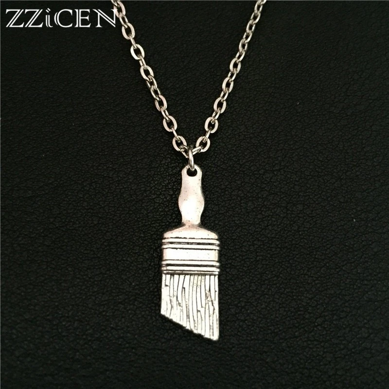 

New Creative Tools Accessories Antique Tibetan Silver Paint Brush Pendant Charming Necklace for Men Women Cute Lovely Jewelry