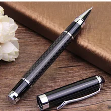 Роскошная ручка, Высококачественная шариковая ручка из углеродного волокна, белая и черная металлическая ручка с зажимом