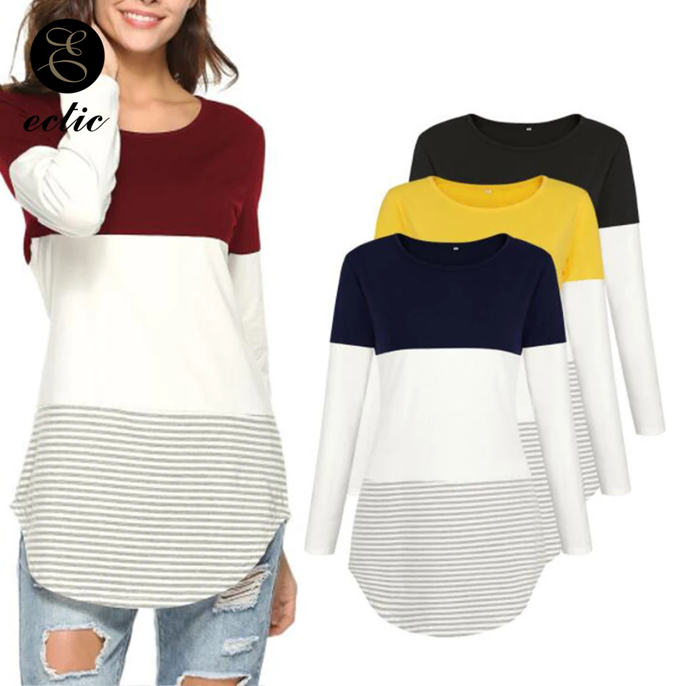 

Striped Women Hoodies Poleron Mujer 2019 Color Block Hoodie Irregular Long Sleeve Tunic Sweatshirt Print Patchwork Womens Hoodie
