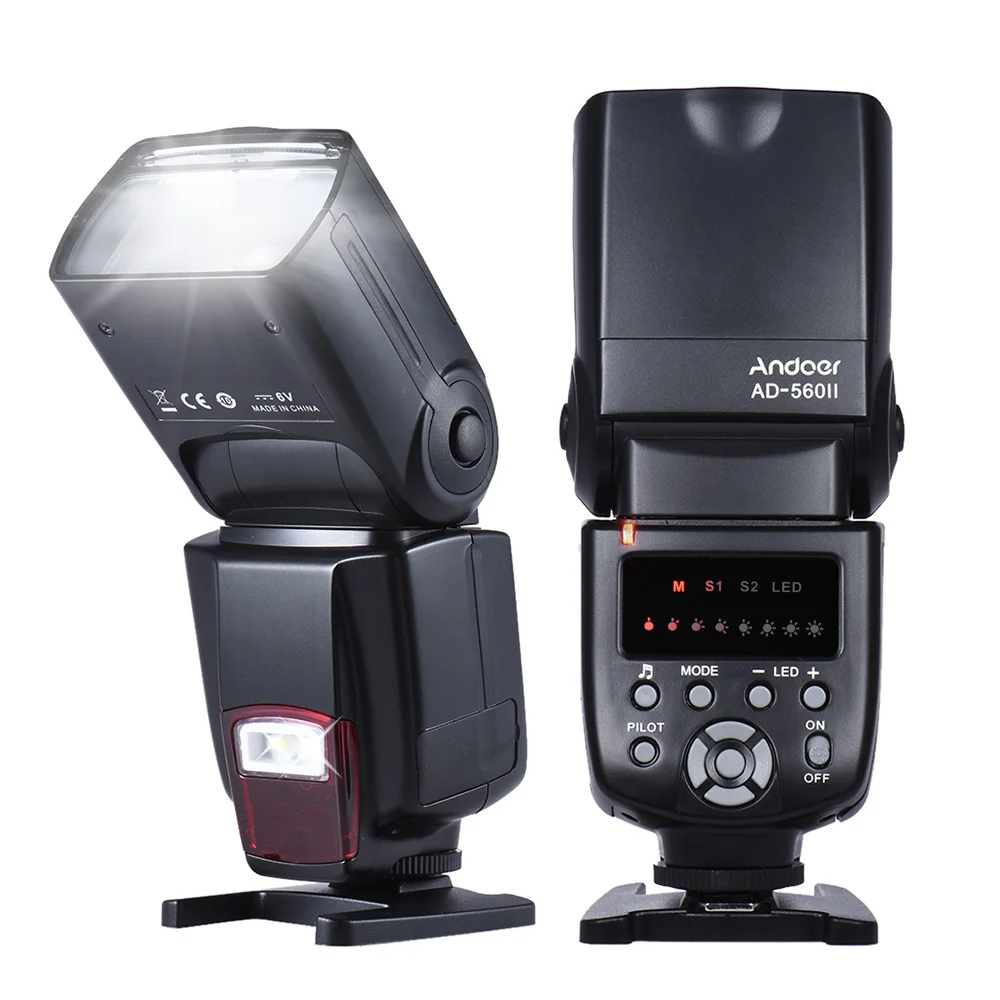 Andoer AD-560 II Универсальная вспышка для камеры Speedlite GN50 w/регулируемый светодиодный светильник для Canon Nikon Olympus Pentax DSLR camera s