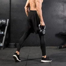 Мужские спортивные шорты 2 в 1 тренировочные обтягивающие штаны для бега для тренировок для спортзала для верховой езды YA88