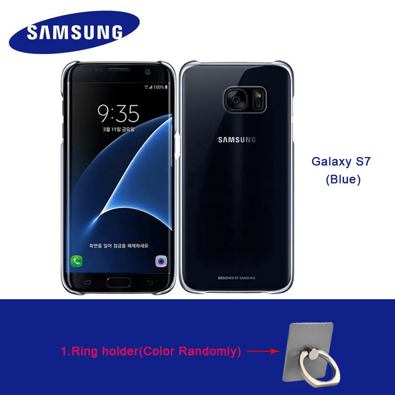 Подлинный samsung чехол для смартфона Galaxy S7 higt-качество ПК анти-капля Гальваника прозрачный чехол 3 Аксессуары - Цвет: 3 add Ring Holder