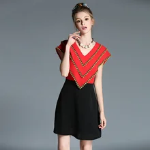 European Summer Dress V-neck Cloak Sleeves Loose Big Size Chiffon Dress L XL XXL XXXL 4XL 5XL Plus Size Women Clothing XR150